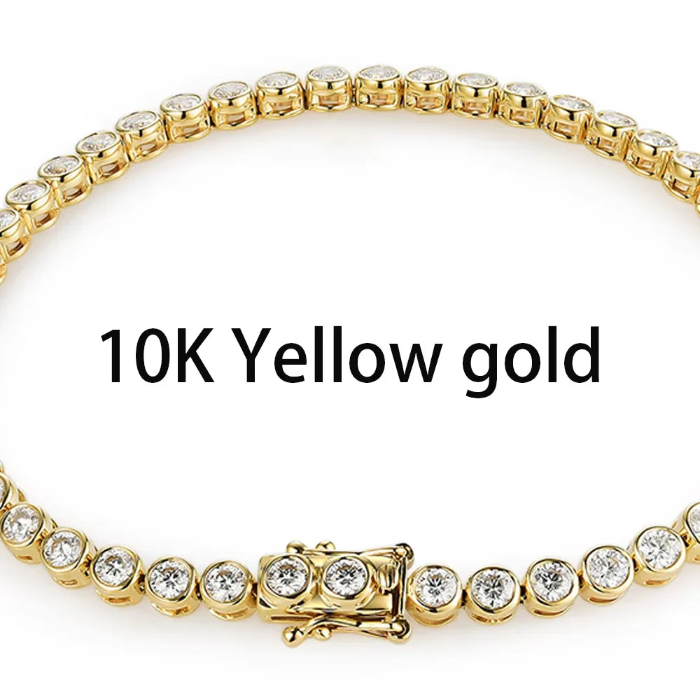 Kuololit Bezel Set Moissanite Tennis Bracelet for Women Solid 14K 10K 925silver Round D VVS1 Bracelet for Engagement Christmas