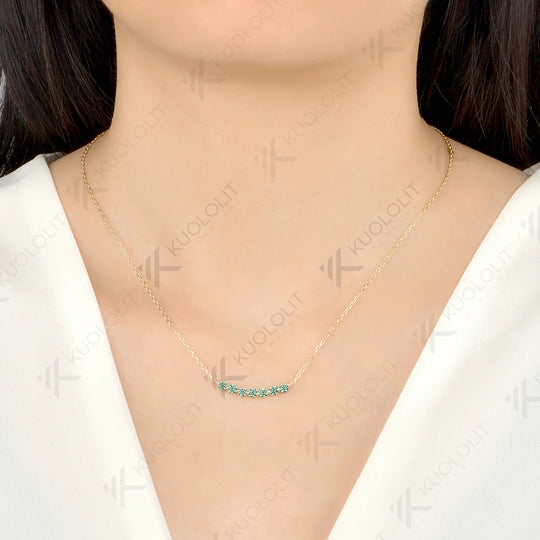 Kuololit 0.7CTW Cyan Moissanite Custom Necklace for Women Men Solid Gold 14K 10K Gold 925 Silver for Engagement Christmas Gifts