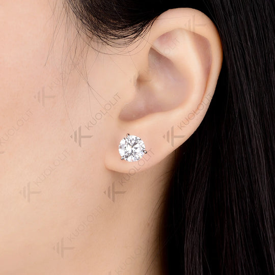 Kuololit 4CTW IGI Lab Grown Diamonds Stud Earirngs for Women Solid 14K 10K Gold D VS1 Diamonds Jewelry for Party Christmas Gifts