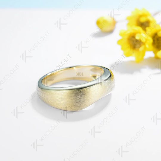 Kuololit Solid Gold Brushed Band Rings for Men Women Solid 14K 10K 585 Yellow Gold Wedding Band Ring for Anniversary Engagement