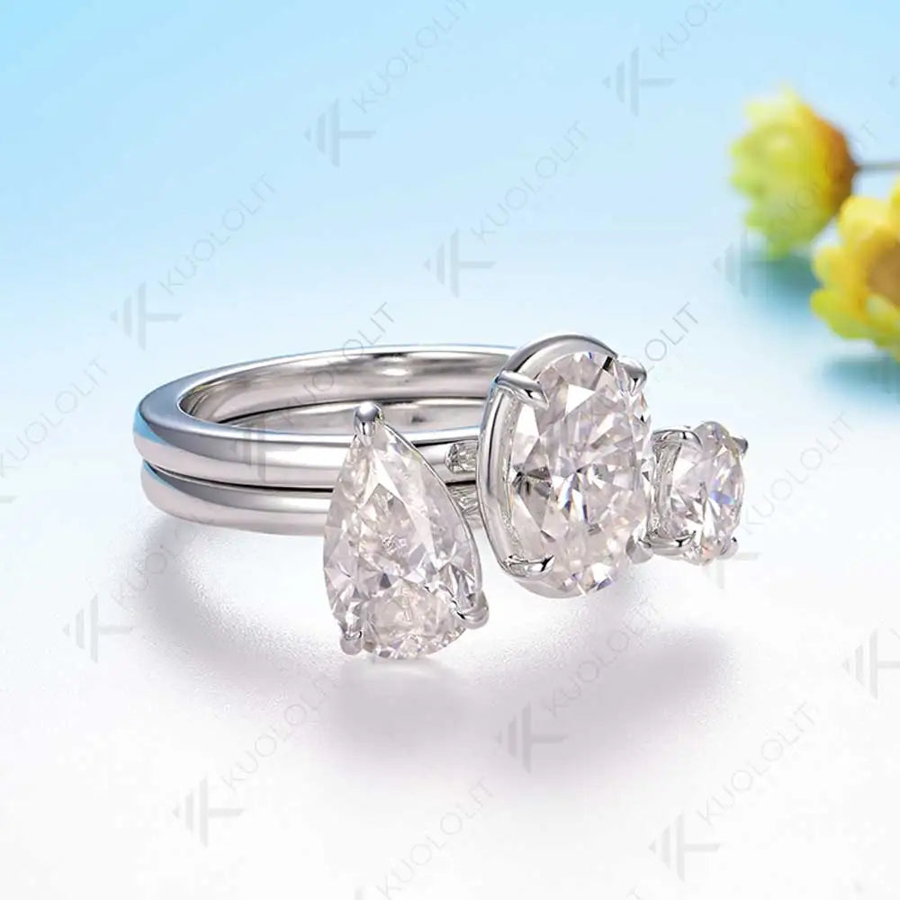 Kuololit 6.5CTW Moissanite DVVS1 Rings for Women Soild 14K 585 Gold Set Rings for Engagement Anniversary Christmas Party Gifts