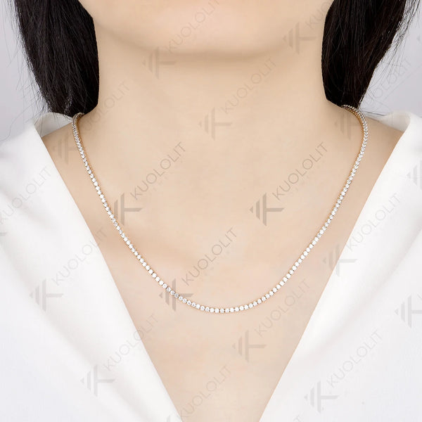 Kuololit 6.5CTW Lab Grown Diamonds 4 Prong Custom Necklace for Women 14K 10K Rose Gold  for Christmas Gifts Anniversary Party