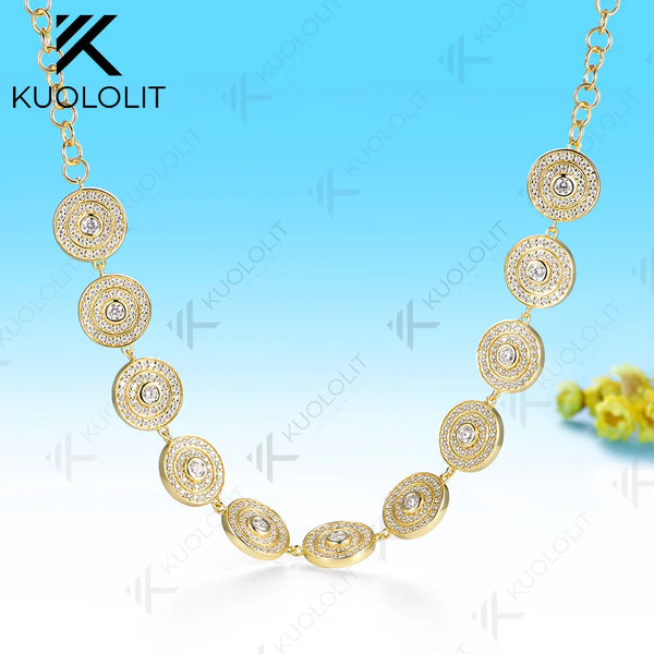 Kuololit 2.8CTW Moissanite Round Custom Necklace for Women Solid 585 14K 10K Yellow Gold Necklace for Christmas Gifts Jewelry