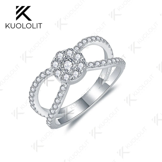 Kuololit 0.8CTW Lab Grown Diamond Engagement Ring for Women Solid 18K 14K 10K 585 White Gold Ring for Engagement Christmas Gifts