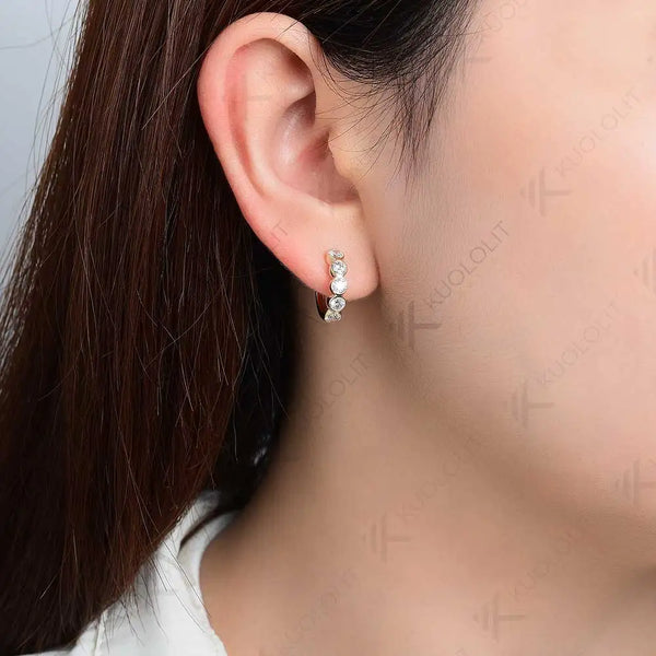 Kuololit 1CTW Lab Grown Diamonds Earrings for Women Solid 14K 10K 585 Gold Yellow Gold Silver Clip Hoop for Christmas Classic