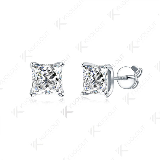 Kuololit 2CTW Moissanite Stud Earrings for Women Solid 18K 14K 10K 585 White Gold Anniversary Earrings for Christmas Gifts GRA