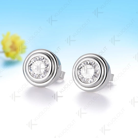 Kuololit 2CTW Moissanite Custom Stud Earrings 14k 10k Solid Gold 925 Silver Stud Earrings Round Cut for Christmas Party Gifts