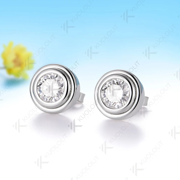 Kuololit 2CTW Moissanite Custom Stud Earrings 14k 10k Solid Gold 925 Silver Stud Earrings Round Cut for Christmas Party Gifts