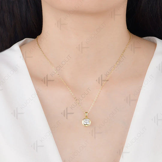 Kuololit 3CT Moissanite Necklace for Women Solid 14K 10K Yellow Gold  Flower Cut Unique Pedant for Engagement Christmas Wedding