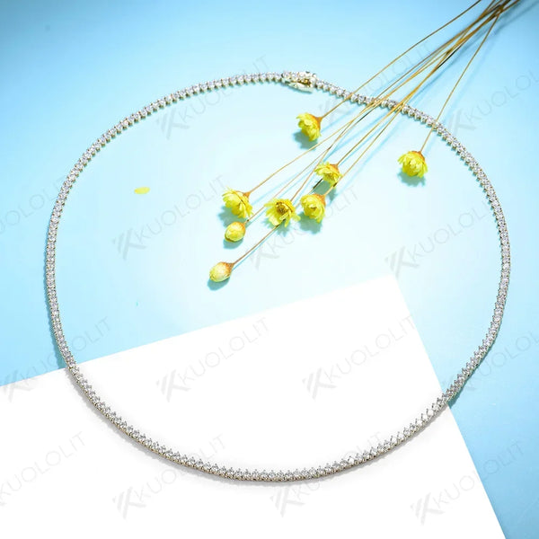 Kuololit 5.25CTW Moissanite Tennis Necklaces for Women Men Solid 14K 10K Gold 925 Silver Chain for Engagement Party Christmas