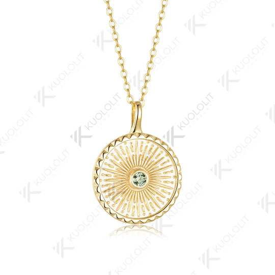 Kuololit 0.1CT Cyan Moissanite Necklace for Women Solid 14K 10K Yellow Gold Engagement Ring for Christmas Gift Party Anniversary