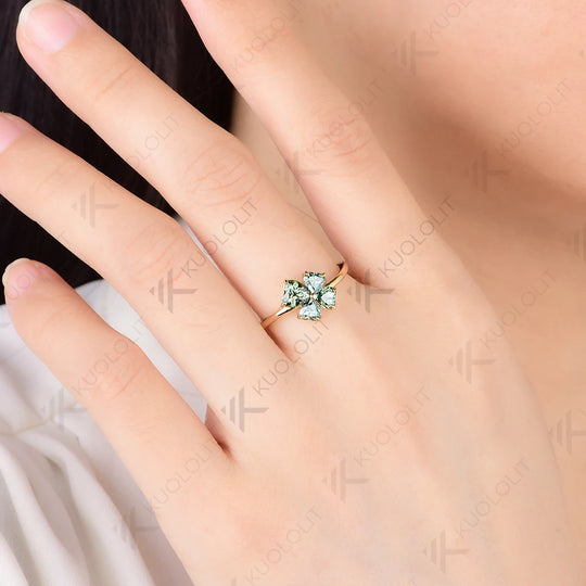 Kuololit 1.5CT Cyan Moissanite Ring for Women Solid 18K 14K 10K Yellow Gold Heart Cut for Engagement Anniversary Christmas Gifts