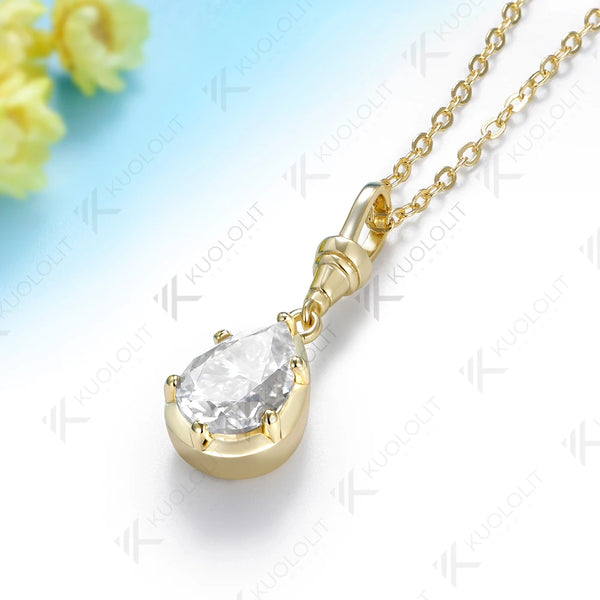 Kuololit 2CT IGI Lab Grown Diamonds Custom Necklace for Women Solid 585 14K 10K Yellow Gold Necklace for Christmas Gifts Party