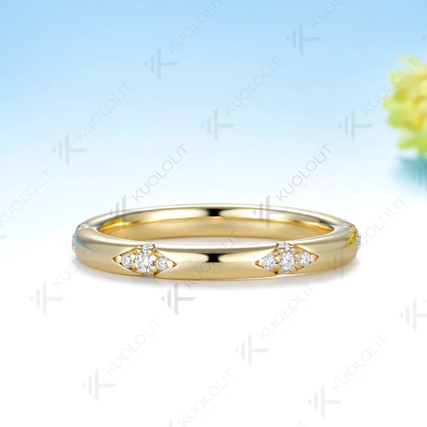 Kuololit  0.24CTW Lab Diamond Wedding Band for Women Solid 14K 10K Yellow Gold Eternity Full Band Ring for Engagement Christmas