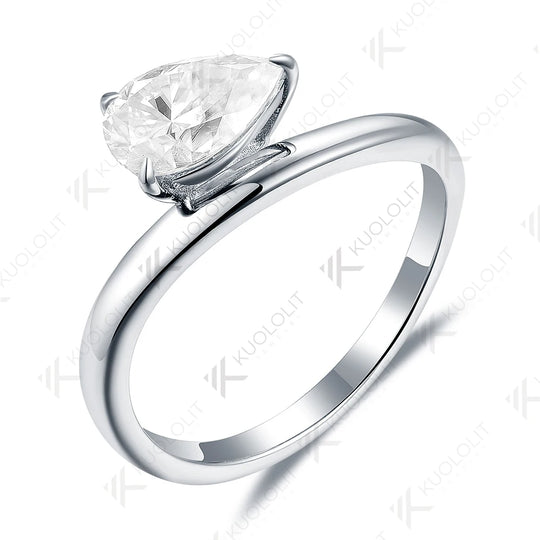 Kuololit 1.5CT Moissanite Rings for Women Men Solid 18K 14K 10K 925 Silver Yellow Gold Pear for Anniversary Engagement Classic