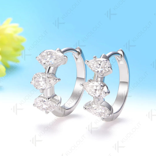 Kuololit 2.1CTW Moissanite Hoop Earrings for Women Solid 18K 14K 585 Gold Hoop Earrings for Classic Christmas Gifts Anniversary