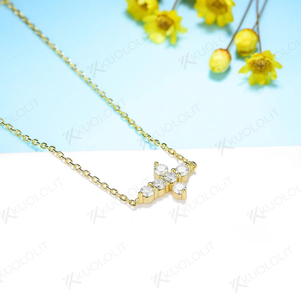 Kuololit 0.6CTW Moissanite Bracelets for Women Men 585 18K 10K Adjustable Chains Cross Charm for Engagement Christmas Classic