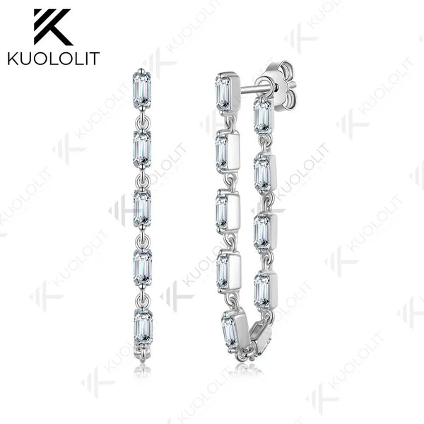 Kuololit 2CTW Lab Grown Diamonds Stub Earrings for Women Solid 14K 10K 585 Yellow Gold Emerald Clip Earring for Christmas Gifts