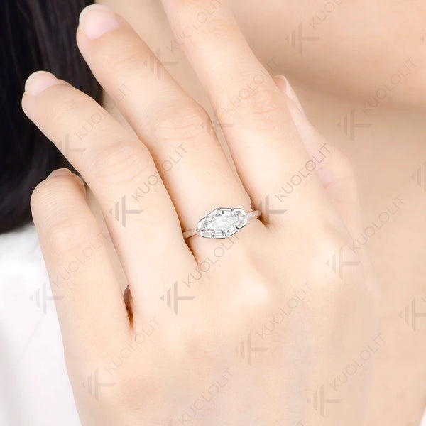 Kuololit 2CT Hexagon Moissanite Ring for Women Solid 14K 10K White Gold  Engagement Ring for Christmas Gifts Anniversary Party