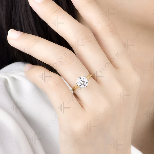 Kuololit 1.5CT IGI Lab Grown Diamonds Cutom Ring for Women Solid 14K 10K Yellow Gold Ring for Anniversary Christmas Gifts Party