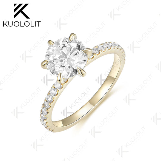 Kuololit IGI 1.5CT Lab Grown Diamonds Engagement Rings for Women Solid 18/14/10K 585 Yellow Gold DVS1for Wedding Christmas Gifts