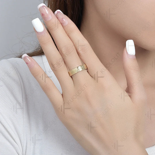 Kuololit Tree Pattern Rings for Men Women PT950 Solid 14K 10K 585 Yellow Gold Silver Ring for Anniversary Wedding Band Christmas