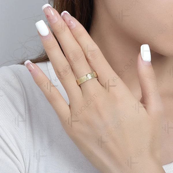 Kuololit Tree Pattern Rings for Men Women PT950 Solid 14K 10K 585 Yellow Gold Silver Ring for Anniversary Wedding Band Christmas