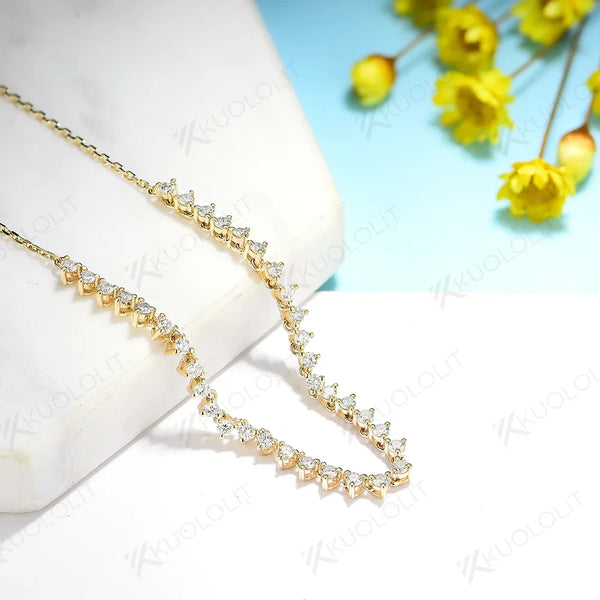 Kuololit 0.9CTW Moissanite DVS1 Necklaces for Women Men Solid 585 14K 10K 925 Sliver Yellow Gold Round for Anniversary Christmas