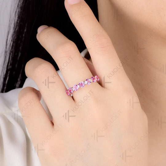 Kuololit 2.1CTW Lab Grown Pink Sapphire Engagement Rings for Women Solid 18K 14K 10K 585 Yellow Gold for Wedding Christmas Gifts