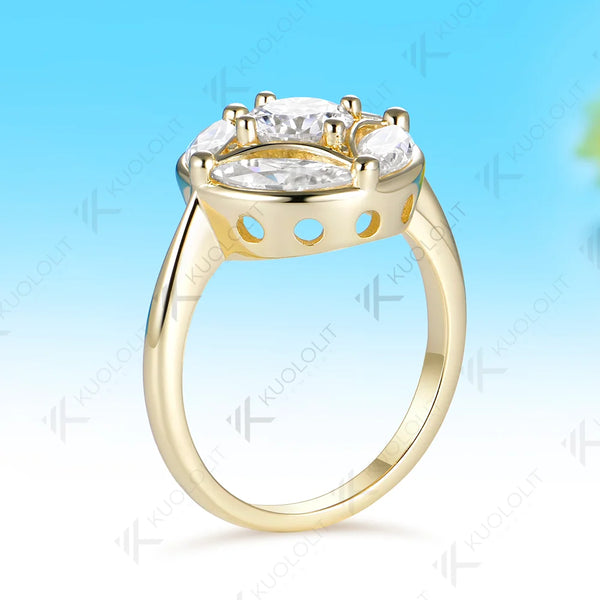 Kuololit 1.2CTW Moissanite Custom Ring for Women Solid 14K 10K 585 Yellow Gold Engagement Ring for Christmas Gifts Party