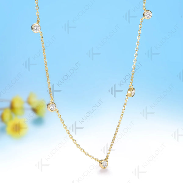 Kuololit 0.5CTW Lab Grown Diamonds Necklace for Women Men Solid 14K 10K 585 Yellow Gold Necklace for Christmas Gifts Party