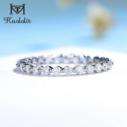 Kuololit Lab Diamonds Bubble Ring 750 18K Gold Ring for Women D/VVS Diamond  Matching Full Eternity Wedding Band Engagement Gift