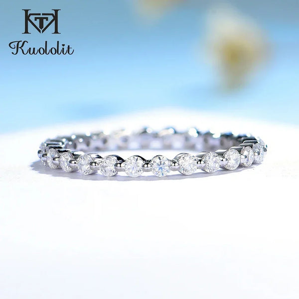 Kuololit Lab Diamonds Bubble Ring 750 18K Gold Ring for Women D/VVS Diamond  Matching Full Eternity Wedding Band Engagement Gift
