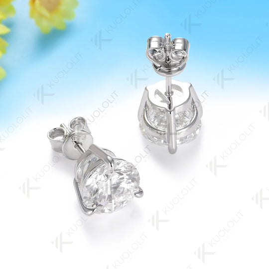 Kuololit 4CTW IGI Lab Grown Diamonds Stud Earirngs for Women Solid 14K 10K Gold D VS1 Diamonds Jewelry for Party Christmas Gifts