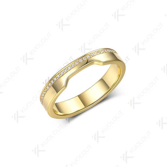 Kuololit 0.13CTW Lab Grown Diamond Band for Women Solid 18K 14K 10K Gold D VS1 Diamond Ring for Anniversary Engagement Gifts