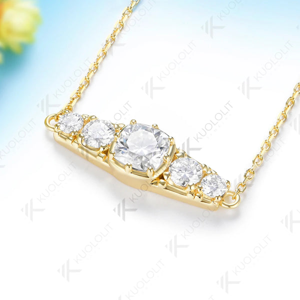 Kuololit 3.2CTW Moissanite Cushion Cut  Moissanite Custom Necklace for Women Solid 585 14K 10K Yellow Gold for Christmas Gifts