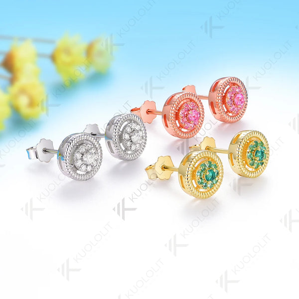 Kuololit 0.25CTW Lab Grown Diamonds Custom Stud Earrings for Women Solid 14K10K 585 Yellow Gold Stud Earrings for Christmas Gift