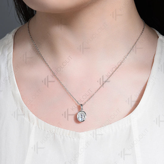 Kuololit 2CT IGI Oval Lab Grown Diamonds Necklace for Women Men Solid 585 14K 10K Gold for Oval Engagement Party Christmas Gift