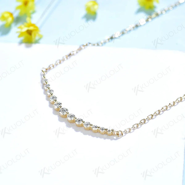 Kuololit 0.55CTW Moissanite Necklaces for Women Solid 10K 14K 18K 925 Sliver Round Pendant with Chain for Engagement Christmas
