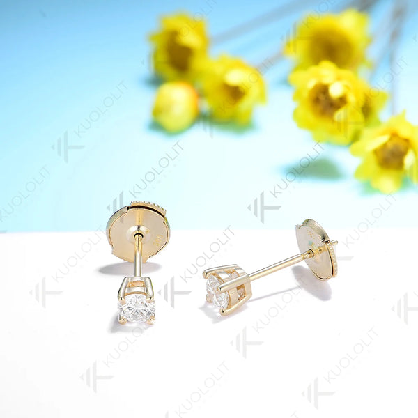 Kuololit 0.6ctw Moissanite Earrings for Women 18K 14K 10K Solid Gold Yellow Gold Silver Pousette Back Hoop for Christmas Classic