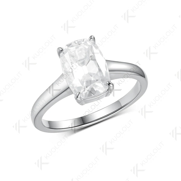 Kuololit 3CT OMC Cushion Cut Cyan Moissanite Ring for Women Solid 14K 10K 585 White Gold Engagement Ring for Christmas Gifts Party