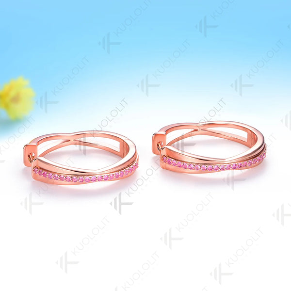 Kuololit 0.32CTW Lab Grown Pink Sapphire Custom Hoop Earrings for Women Solid 14K 10K Yellow Gold for Party Christmas Classic