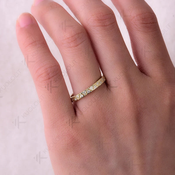 Kuololit 0.32CTW Moissanite Band for Women Men Solid 18K 14K 10K Gold Wedding Band Ring for Anniversary Engagement Gifts Party