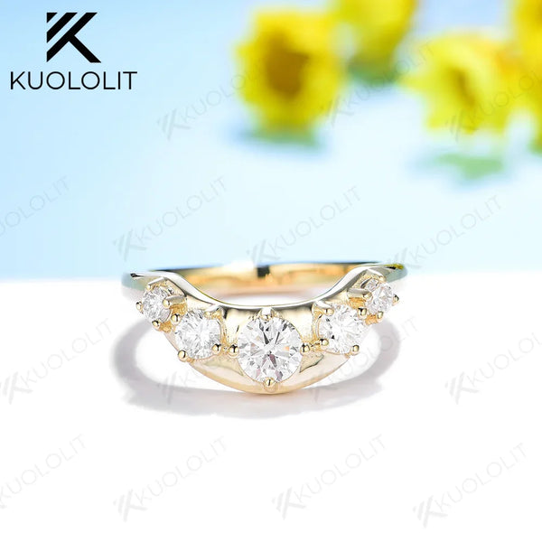 Kuololit 0.6CT Lab Grown Diamond Rings for Women Solid Platinum 900 Gold Enhancing Eternity Match Band for Engagement Wedding