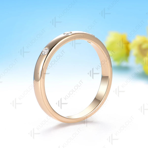 Kuololit 0.1CTW Lab Grown Diamonds Ring for Women Men Solid14K 10K 585 White Gold Weeding Band Ring for Christmas Gift Party