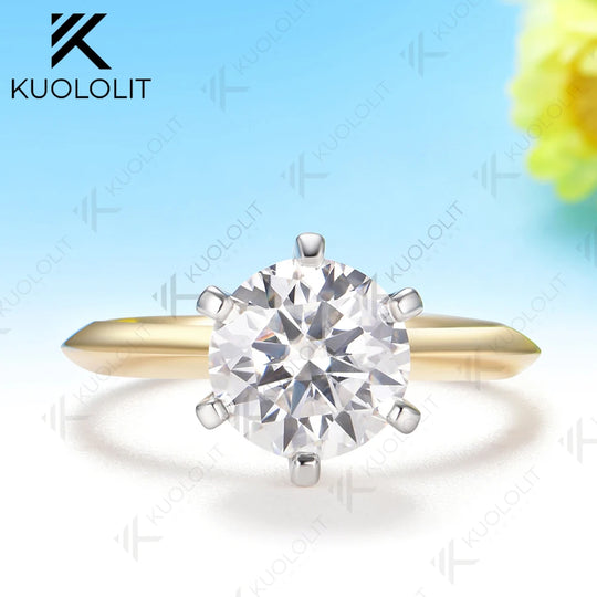 Kuololit 1.5CT IGI Lab Grown Diamonds Cutom Ring for Women Solid 14K 10K Yellow Gold Ring for Anniversary Christmas Gifts Party