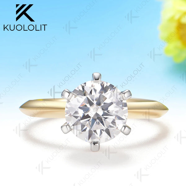 Kuololit 1.5CT IGI Lab Grown Diamonds Cutom Ring for Women Solid 14K 10K Yellow Gold Ring for Anniversary Christmas Gifts Party