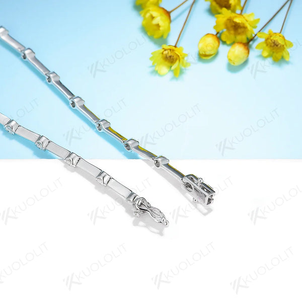 Kuololit 1.26CTW Moissanite Bracelets for Women Men 14K 10K 585 Solid Gold Silver Round Cut Tennis Engagement Classic Christmas