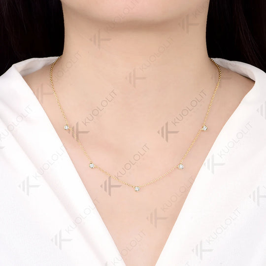 Kuololit 0.5CTW Lab Grown Diamonds Necklace for Women Men Solid 14K 10K 585 Yellow Gold Necklace for Christmas Gifts Party