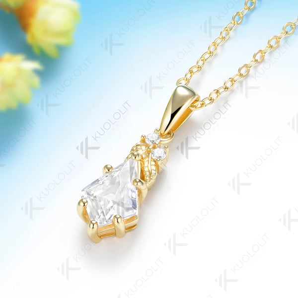 Kuololit 2CT Kite Moissanite Custom Necklace for Women Solid 585 14K 10K Yellow Gold Kite Necklace for Christmas Gifts Party